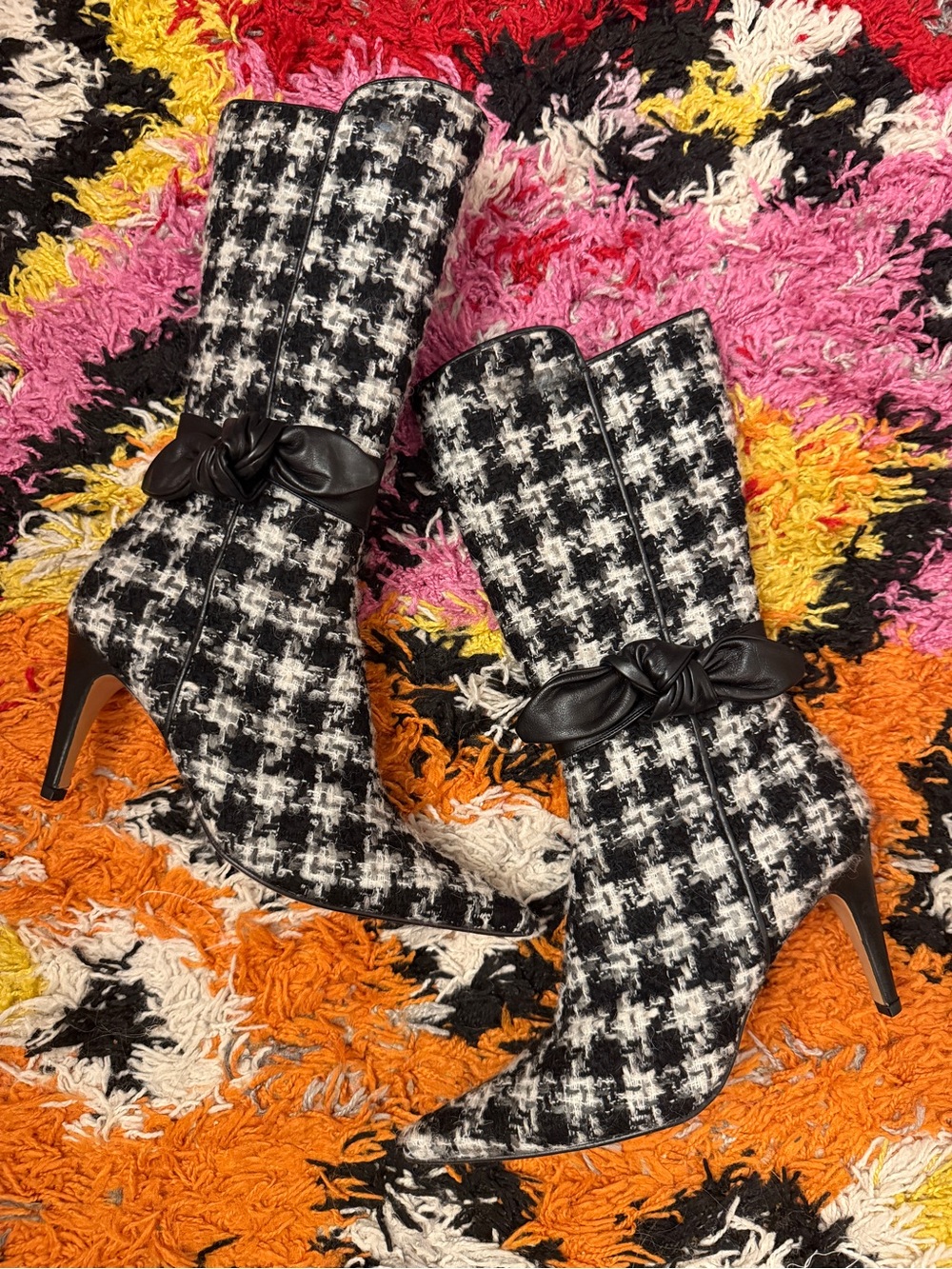 Vintage Tweed and Leather Bow Boots